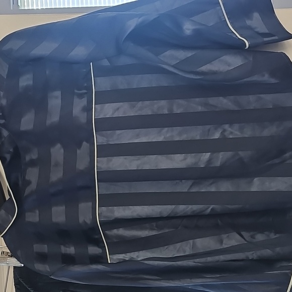 Free People Blue Silk Striped Pajama Top & Short - Picture 7 of 7